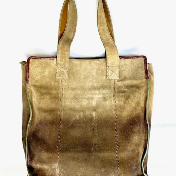 COLE HAAN LODEN GREEN SUEDE ZIP TOTE BAG - Picture 2 of 5
